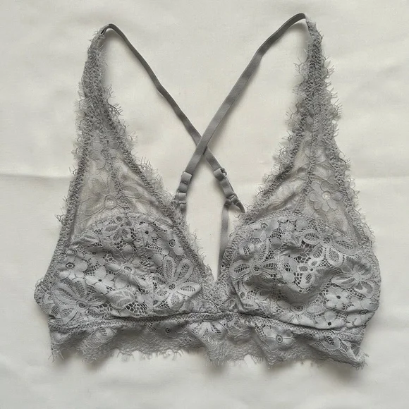 aerie Intimates Sleepwear Aerie Cut Out Gray Silver Lace